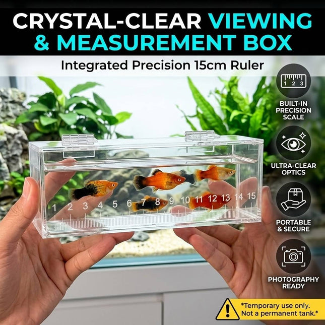 Clear Acrylic Fish Viewing Box with 15cm Ruler Medium