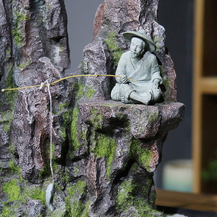 Fisherman Statue Aquarium Ornament Stone Look 3 Styles 6.5-7.2cm for Fish Tank