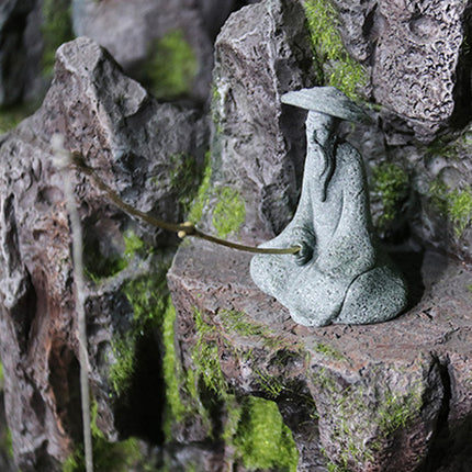 Fisherman Statue Aquarium Ornament Stone Look 3 Styles 6.5-7.2cm for Fish Tank