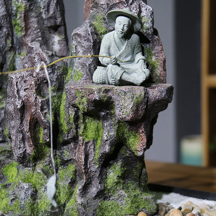 Fisherman Statue Aquarium Ornament Stone Look 3 Styles 6.5-7.2cm for Fish Tank