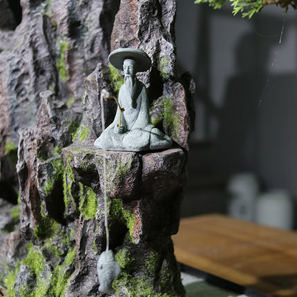 Fisherman Statue Aquarium Ornament Stone Look 3 Styles 6.5-7.2cm for Fish Tank