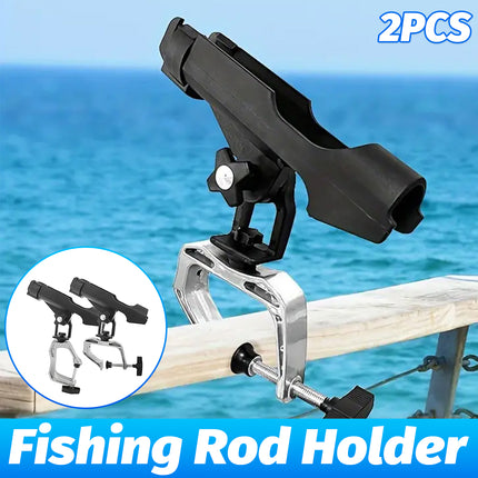 Adjustable Rotating Fishing Rod Holder Mount for Kayak Canoe Boat Rail Clamp