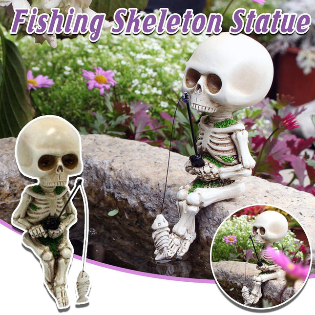 Skeleton Fishing Ornament Decorative Flower Pot Decoration for Home or Garden