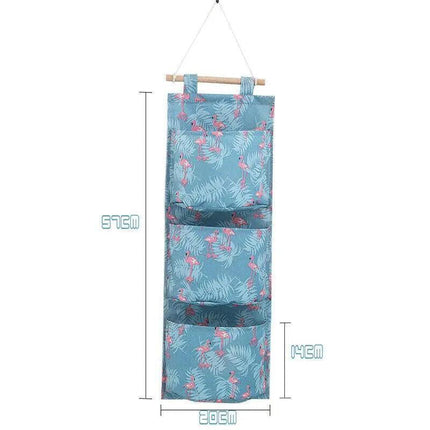Flamingo Cactus Sundry Storage Bag 3 Pockets Door Wall Hanging Organizer Pouch - Aimall