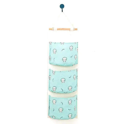 Flamingo Cactus Sundry Storage Bag 3 Pockets Door Wall Hanging Organizer Pouch - Aimall