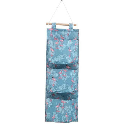 Flamingo Cactus Sundry Storage Bag 3 Pockets Door Wall Hanging Organizer Pouch - Aimall