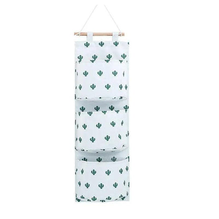 Flamingo Cactus Sundry Storage Bag 3 Pockets Door Wall Hanging Organizer Pouch - Aimall