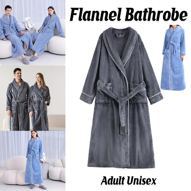 Flannel Bathrobe Set Autumn Winter Coral Fleece Nightgown for Men and Women Warm