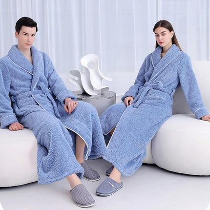Flannel Bathrobe Set Autumn Winter Coral Fleece Nightgown for Men and Women Warm