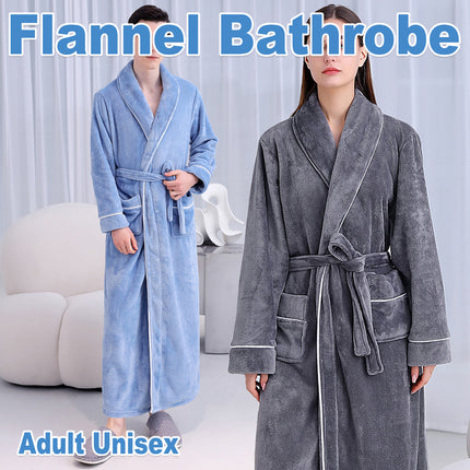 Flannel Bathrobe Set Autumn Winter Coral Fleece Nightgown for Men and Women Warm