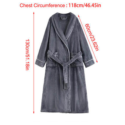 Flannel Bathrobe Set Autumn Winter Coral Fleece Nightgown for Men and Women Warm