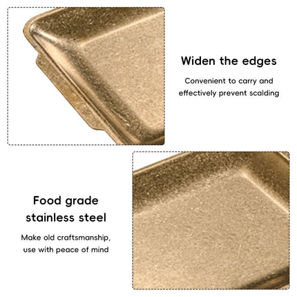 Stainless Steel Rectangular Serving Tray Set 4 Pieces Gold BBQ Hot Pot Plate
