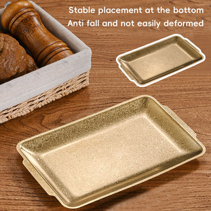 Stainless Steel Rectangular Serving Tray Set 4 Pieces Gold BBQ Hot Pot Plate