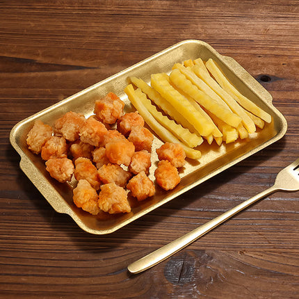 Stainless Steel Rectangular Serving Tray Set 4 Pieces Gold BBQ Hot Pot Plate