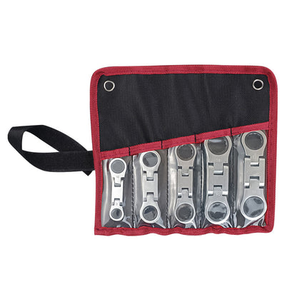 5PCS Flexible Head Ratchet Wrench Set 180 Flexible Rotation for Garage Tool Kit