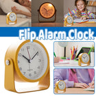 Flip Silent Desktop Small Alarm Clock with Night Light Battery-Powered Durable