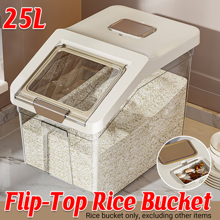 25L Airtight Rice Storage Container with Flip Lid Clear Pantry Bin