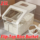 25L Airtight Rice Storage Container with Flip Lid Clear Pantry Bin