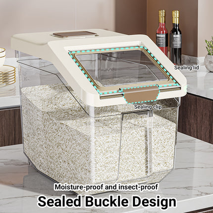 25L Airtight Rice Storage Container with Flip Lid Clear Pantry Bin