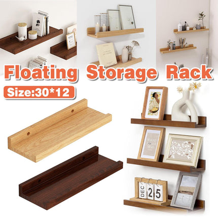 Wall Mounted Floating Storage Shelves Wood Rack Display Shelf Home Organization