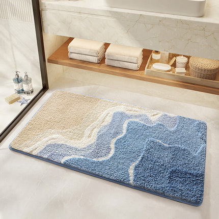 Nonslip Absorbent Door Mat Shower Bathroom Flocking Foot Mat Modern Simple Style