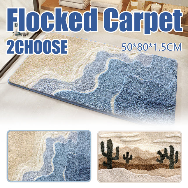 Nonslip Absorbent Door Mat Shower Bathroom Flocking Foot Mat Modern Simple Style