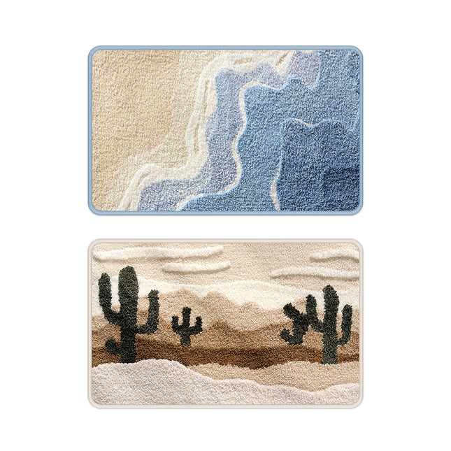 Nonslip Absorbent Door Mat Shower Bathroom Flocking Foot Mat Modern Simple Style