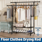 Industrial Pipe Metal Clothes Rail Heavy Duty Garment Hanging Rack Shoe Shelives