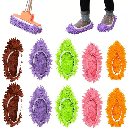 10pairs Washable Floor Cleaning Mop Shoes Removable Slipper Covers for Mopping