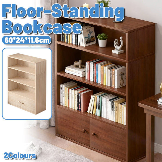 Floor-Standing Bookshelf 4 Tier Sturdy Board Space Saving for Home Office Use