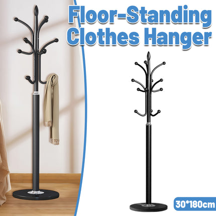 Bedroom Floor Standing Coat Rack Clothes Hanger Space Saving Stable Durable