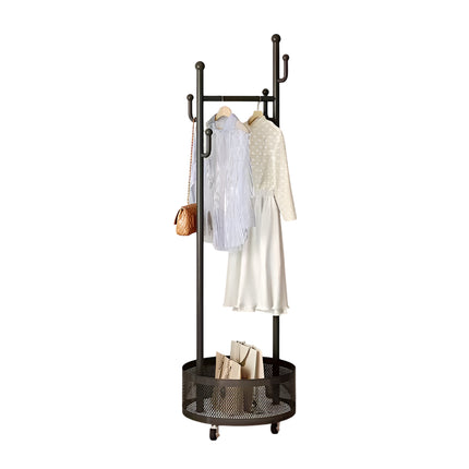 Moveable Floor-Standing Coat Rack Space Saving for Bedroom Clothes Storage Use