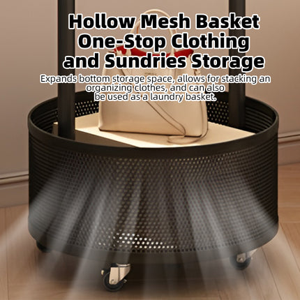 Moveable Floor-Standing Coat Rack Space Saving for Bedroom Clothes Storage Use