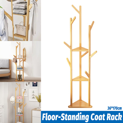 Multi-Functional Floor-Standing Coat Rack With Hooks Space Saving Durable