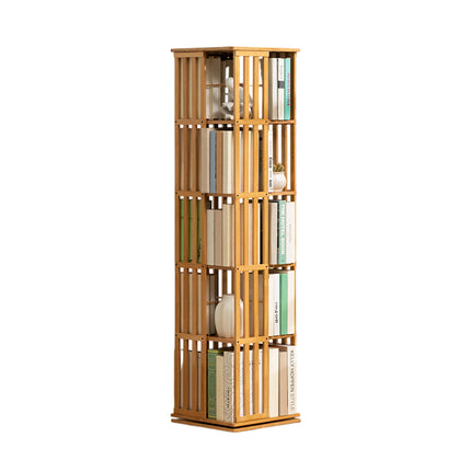 Floor-Standing Rotating Bookshelf Bamboo Durable for Living Room Book Storage