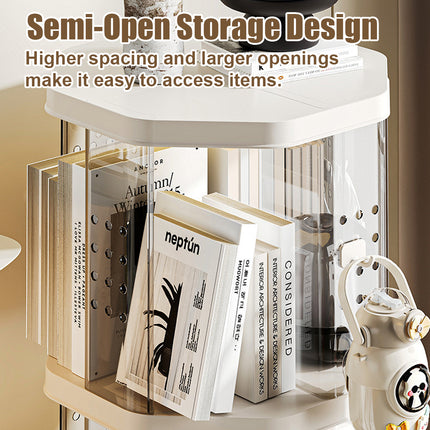 Floor-Standing Rotating Bookshelf Book Toy Storage Corner Display Space Saving