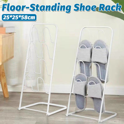 Metal Floor Standing Slipper Rack for Entryway Hallway Bathroom Space Saving