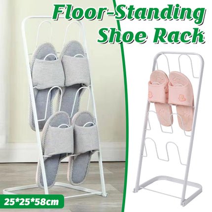 Metal Floor Standing Slipper Rack for Entryway Hallway Bathroom Space Saving