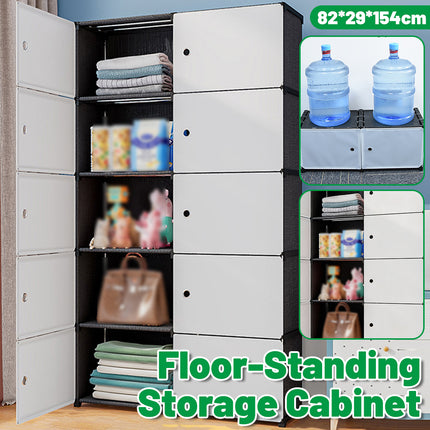 Floor-Standing Storage Cabinet with Magnetic Door Dust Proof for Clothes Shoes