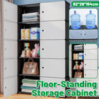 Floor-Standing Storage Cabinet with Magnetic Door Dust Proof for Clothes Shoes