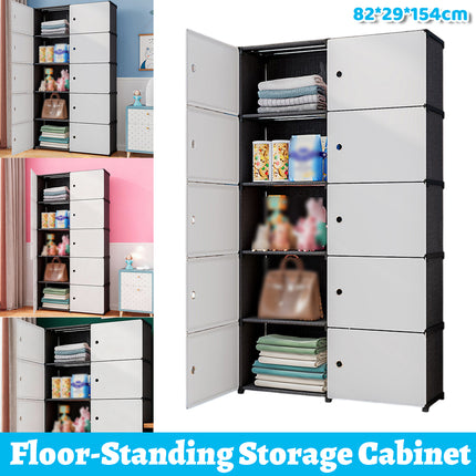 Floor-Standing Storage Cabinet with Magnetic Door Dust Proof for Clothes Shoes