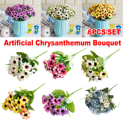 6pcs High End Artificial Flowers for Home Decoration Realistic Faux Floral