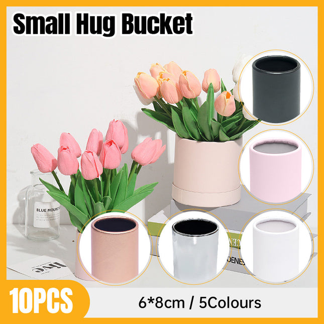 10PCS Round Flower Paper Boxes Hug Bucket Packaging Box Gift Storage Boxes Decor