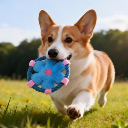 Pet Fluffy Multicolour Flower Shape Flying Disc Throw Toy Dog Interaction Play