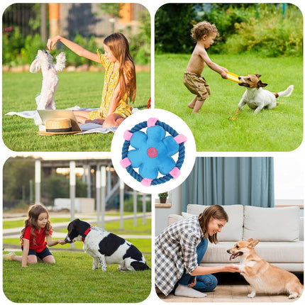Pet Fluffy Multicolour Flower Shape Flying Disc Throw Toy Dog Interaction Play