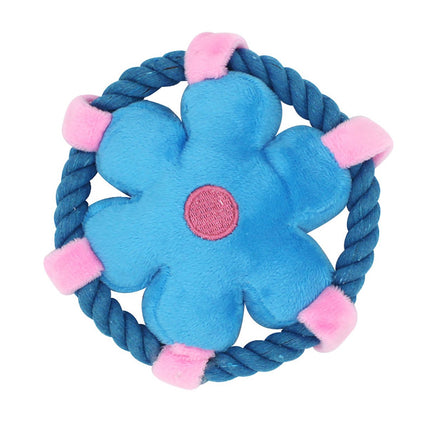 Pet Fluffy Multicolour Flower Shape Flying Disc Throw Toy Dog Interaction Play