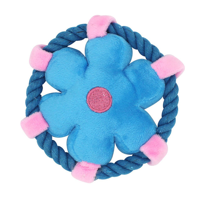 Pet Fluffy Multicolour Flower Shape Flying Disc Throw Toy Dog Interaction Play