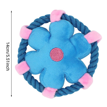 Pet Fluffy Multicolour Flower Shape Flying Disc Throw Toy Dog Interaction Play