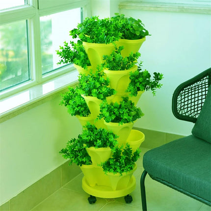 4-Petal 3D Plastic Flower Pot Planter Decorative for Indoor Outdoor Plants Use