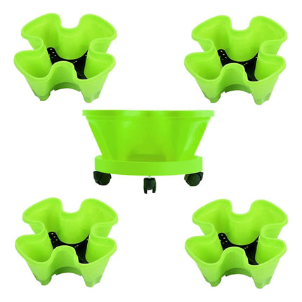 4-Petal 3D Plastic Flower Pot Planter Decorative for Indoor Outdoor Plants Use